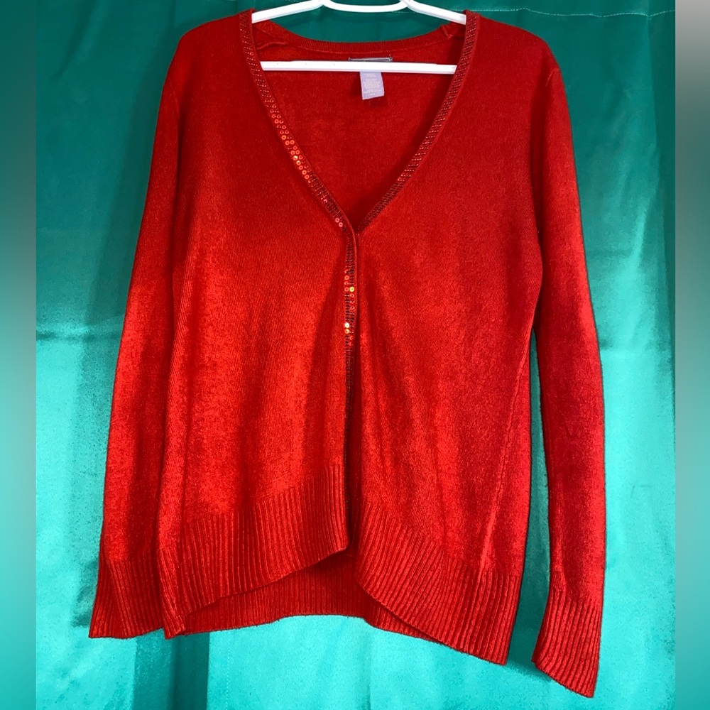 Laura Scott Red V-Neck Cardigan